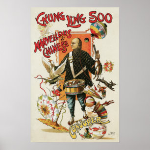 Pôster Ato mágico chinês do vintage do ~ de Chung Ling