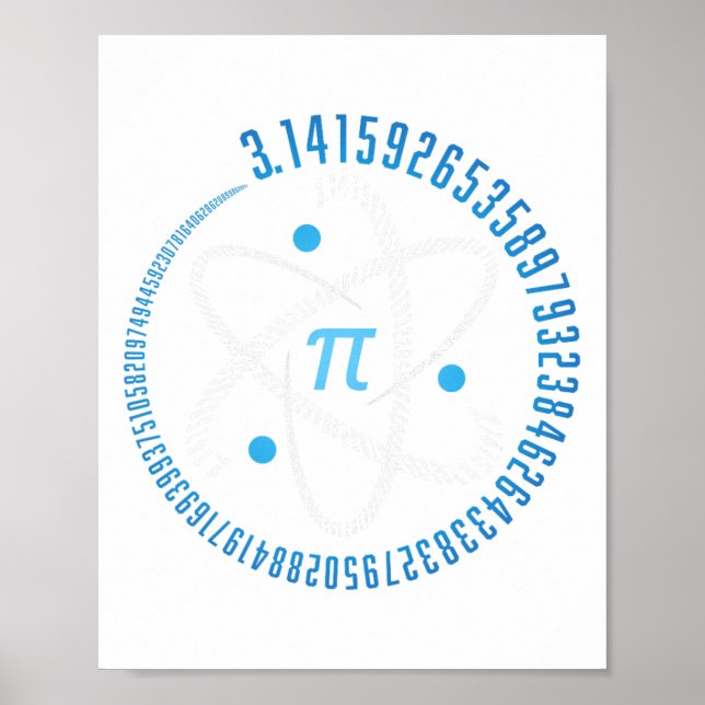 Poster Atom Pi Math Science Stem Gift 3,14 Pi Day (Frente)