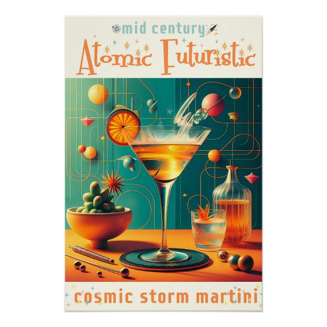 Pôster Atomic Futuristic Cosmic Storm Martini (Frente)