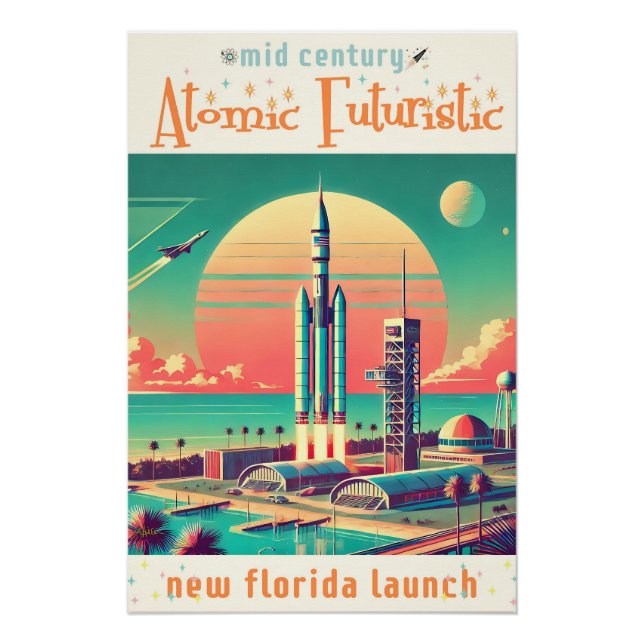 Pôster Atomic Futuristic New Florida Launch Site (Frente)