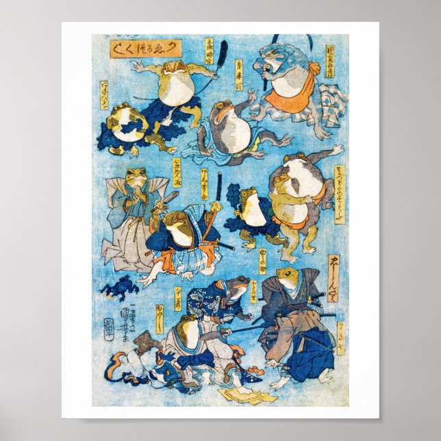 Poster Ator Kabuki sapo, Kuniyoshi, Ukiyo-e (Frente)