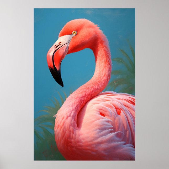 Poster Atordoamento e Flamingo Rosa Vibrante (Frente)
