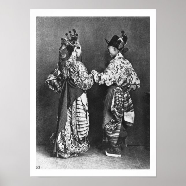 Poster Atores chineses atrás, c.1870 (foto b/w) (Frente)