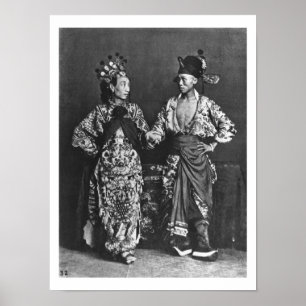 Pôster Atores chineses, c.1870 (foto de b/w)