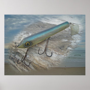 Poster Atração antiga De da pesca de Slapper do surf de