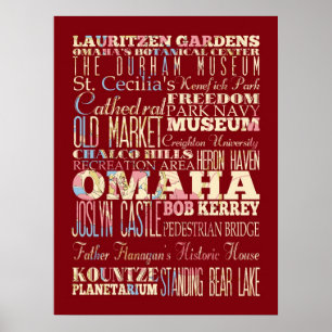 Pôster Atração e locais famosos de Omaha, Nebraska