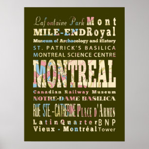 Poster Atrações e locais famosos de Montreal, Quebec