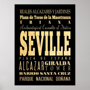 Pôster Atrações e locais famosos de Sevilha, Espanha