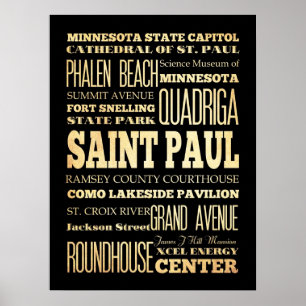 Pôster Atrações & lugares famosos de St Paul, Minnesota