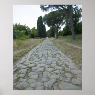 Poster Através da maneira de Appia Appian, estrada roman