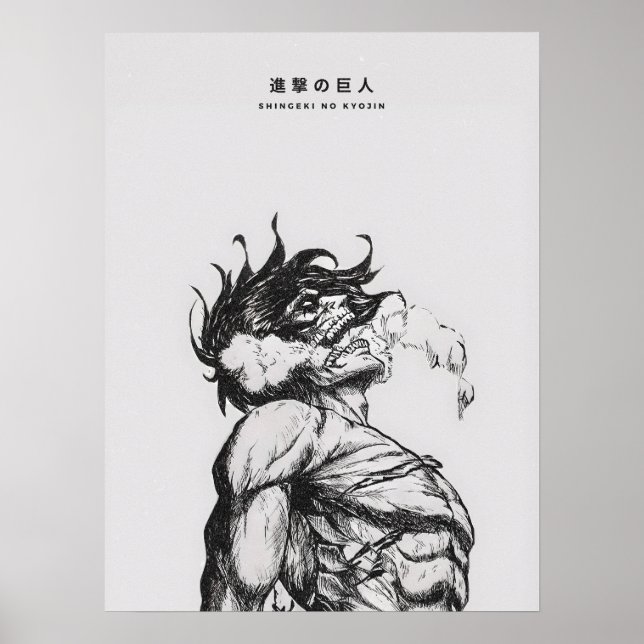 Poster Attack Titan Figure Dark Anime Line Art (Frente)