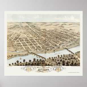 Pôster Attica, no mapa panorâmico - 1869