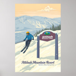 Poster Attitash Mountain Resort Bartlett Nova Hampshire