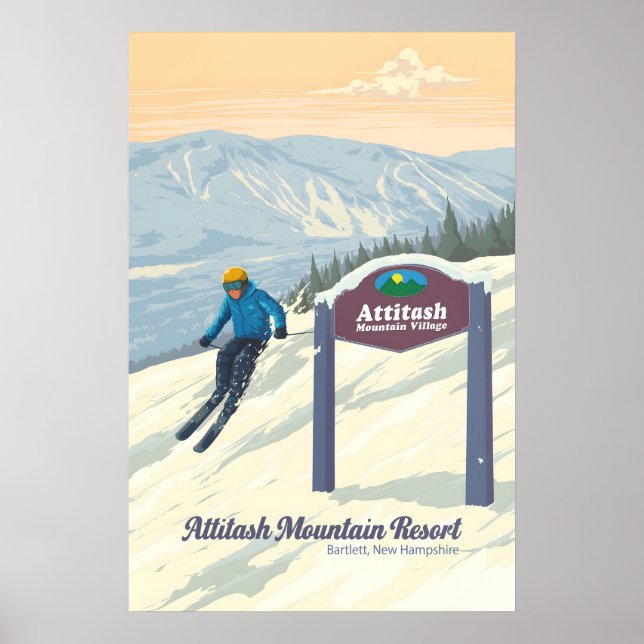 Poster Attitash Mountain Resort Bartlett Nova Hampshire (Frente)