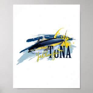 Poster Atum Rabo Amarelo Pescaria de Mar Profundo Marinhe