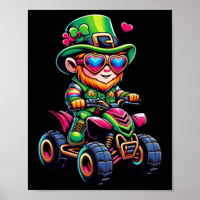 Poster Atv 4 Wheeler Leprechaun Kids Mens Womens Rua Patr (Frente)