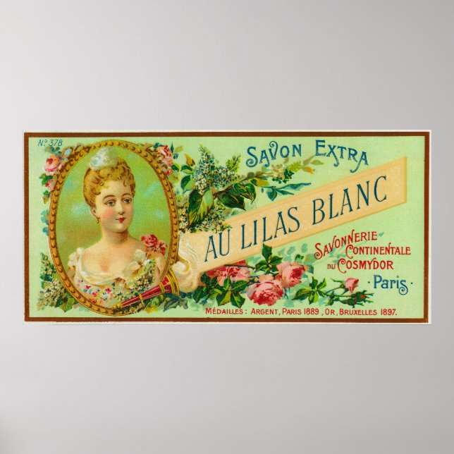 Pôster Au Lilas Blanc Soap Label Paris, França (Frente)