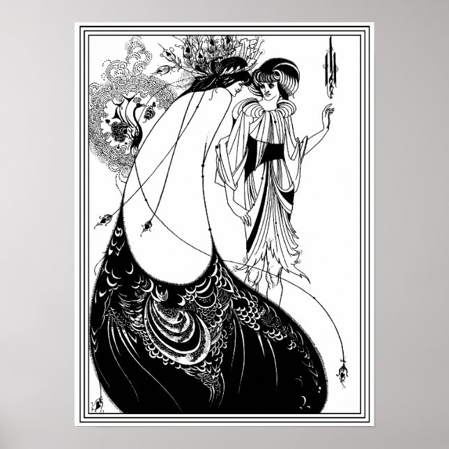 Pôster Aubrey Beardsley - A saia de Peacock (Frente)