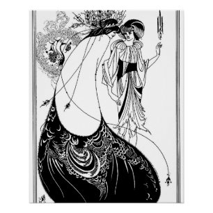 Pôster Aubrey Beardsley A Saia do Pavão Art Nouveau