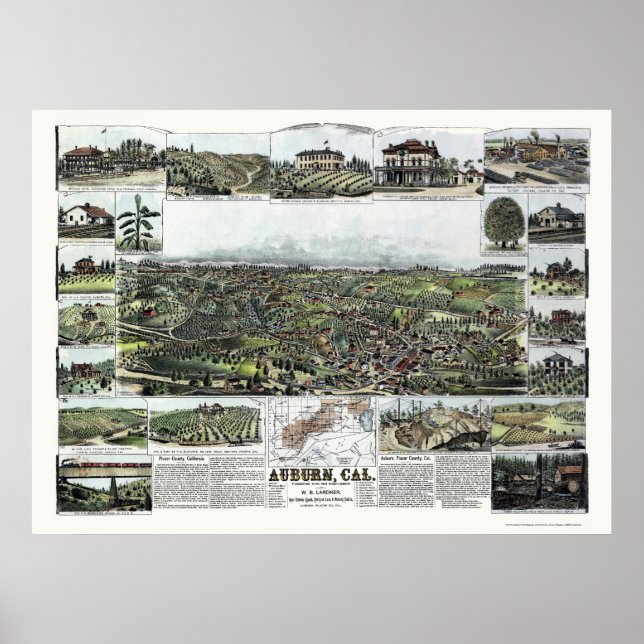 Poster Auburn, CA Panorâmica - 1887 (Frente)