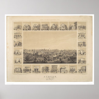 Pôster Auburn, California 1857 Panorâmica Map (2508A)