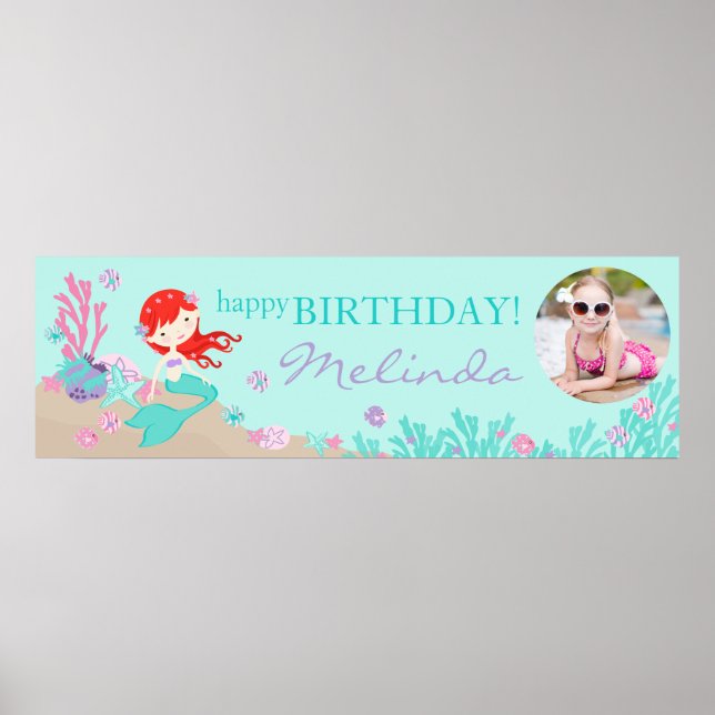 Pôster Auburn Mermaid Birthday (Frente)