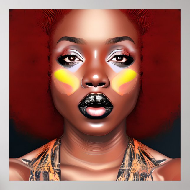 Poster Auburn Queen Orange Brown Hair Black Melanin Afro (Frente)