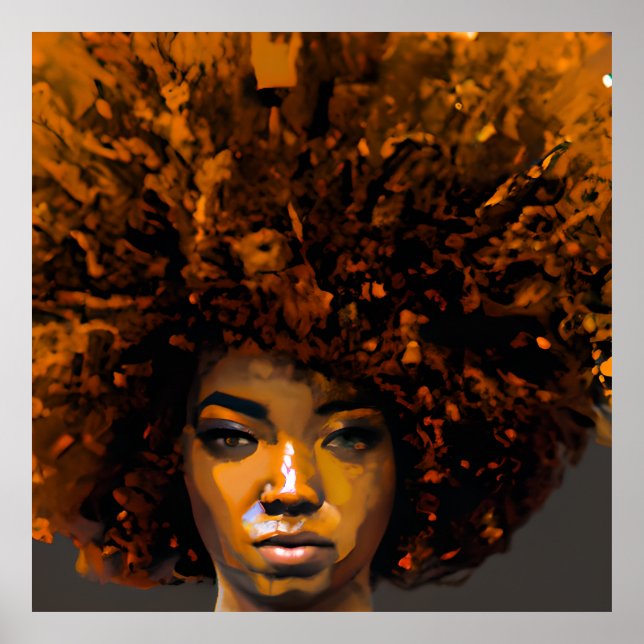 Poster Auburn Queen Orange Brown Hair Black Melanin Afro (Frente)