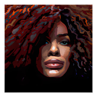 Pôster Auburn Queen Orange Brown Hair Black Melanin Afro