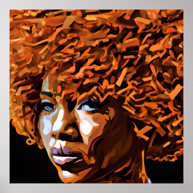 Poster Auburn Queen Orange Brown Hair Black Melanin Afro (Frente)