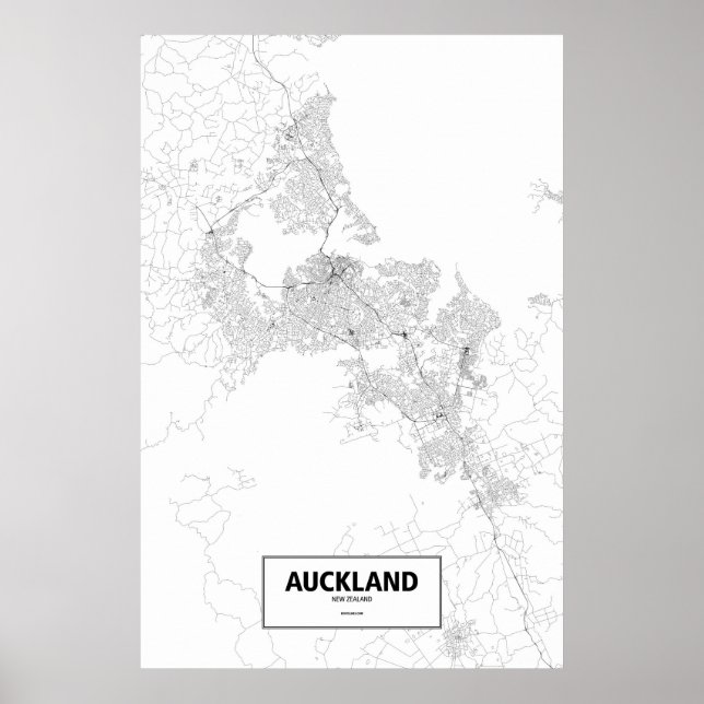 Poster Auckland, Nova Zelândia (preto em branco) (Frente)