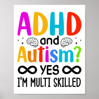 Poster Audhdh neurodivergente com consciência de autismo