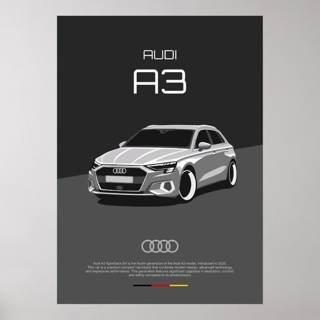 Poster Audi A3  8Y (Frente)
