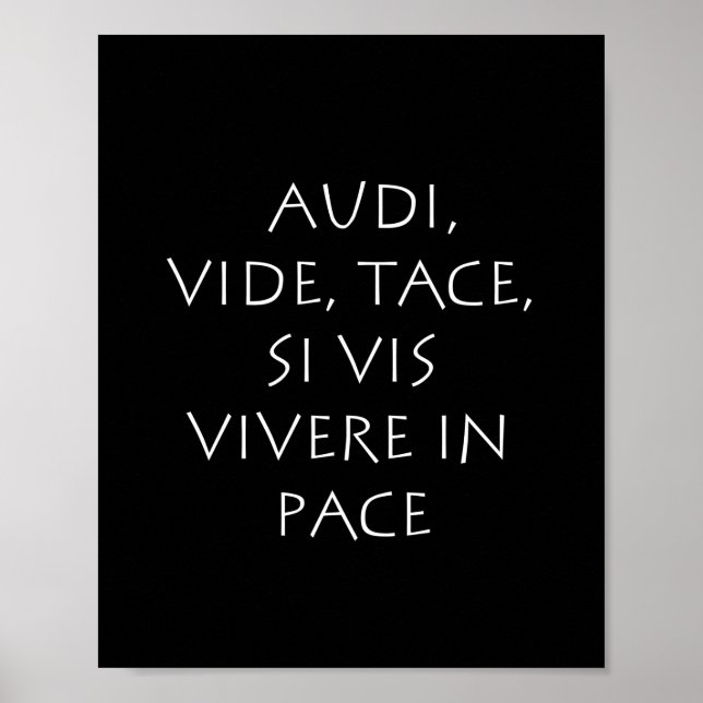 Poster Audi vide tace si vis vivere in pace (Frente)