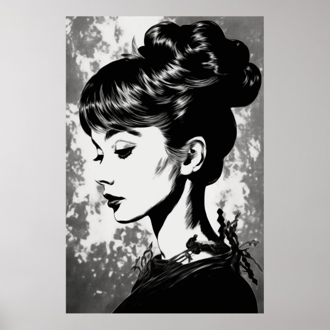 Poster Audrey Hepburn Inspirou o Retrato Glamor (Frente)