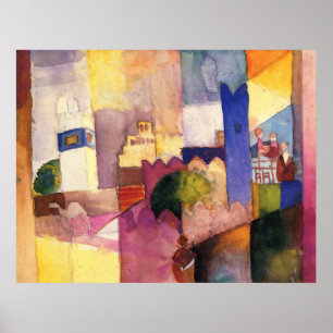 Pôster August Macke - aguarela 1914 de Kairouan (iii)