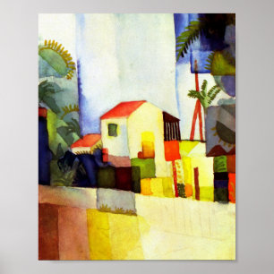 Pôster August Macke Bright House - Pintura Por Aquarela