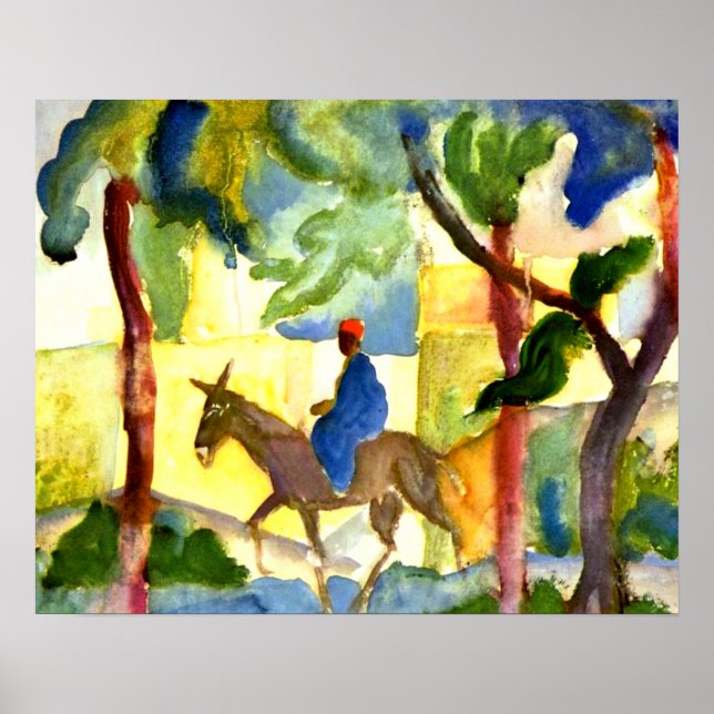 Poster August Macke - Cavaleiro de Burro (Frente)