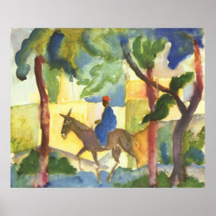Pôster August Macke - cavaleiro do asno Eselreiter 1914