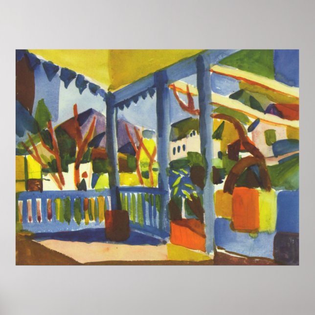 Poster August Macke - Terrasse em Ruas. Germain 1914 (Frente)