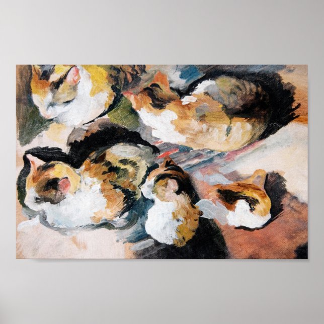 Poster August Macke's Katzenstudien (Estudo de um Gato) 1 (Frente)
