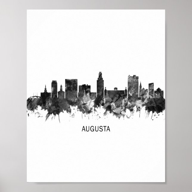 Poster Augusta Georgia Skyline BW (Frente)