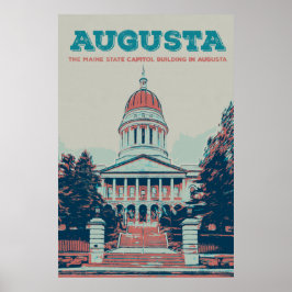 Poster Augusta Maine - ilustração em maiúsculas
