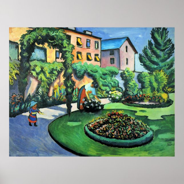 Poster Auguste Macke - Gartenbild, popular painting, (Frente)
