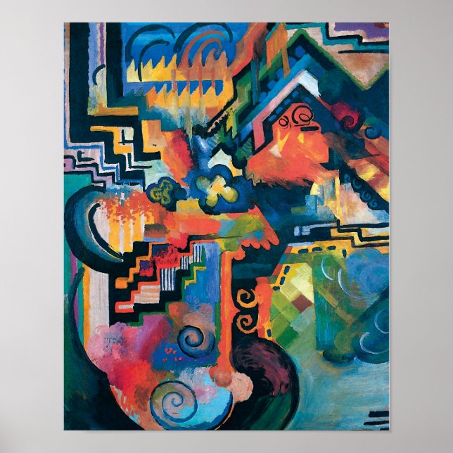 Poster Auguste Macke - Homage To Bach Abstrato Modern Art (Frente)