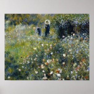 Pôster Auguste Renoir - Mulher com Parasol num Jardim