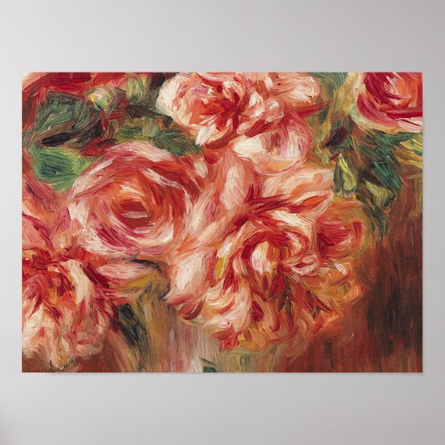 Poster Auguste Renoir - Roses In A Vase (Frente)