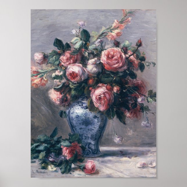 Poster Auguste Renoir - Vaso De Rosas (Frente)