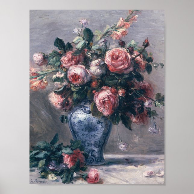 Poster Auguste Renoir - Vaso De Rosas (Frente)