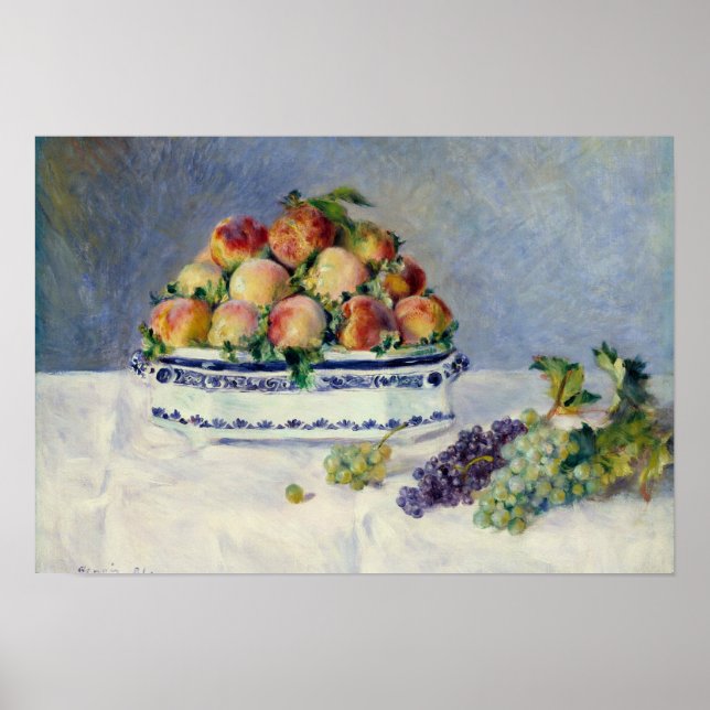 Poster Auguste Renoir - Vida Estática com Pêssegos e Uvas (Frente)